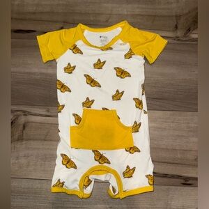 Kyte Baby Snap Shortall Romper in Monarch Butterfly